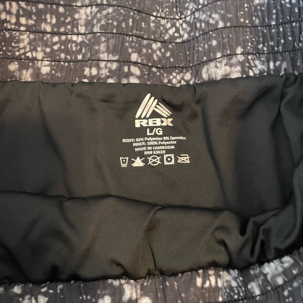 RBX Black and White Patterned Athletic Shorts - Picture 2 of 4